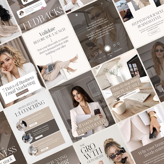 Coaching Instagram templates for Canva Digital Marketer Instagram templates Business coach Instagram coach Personal brand Entrepreneur posts