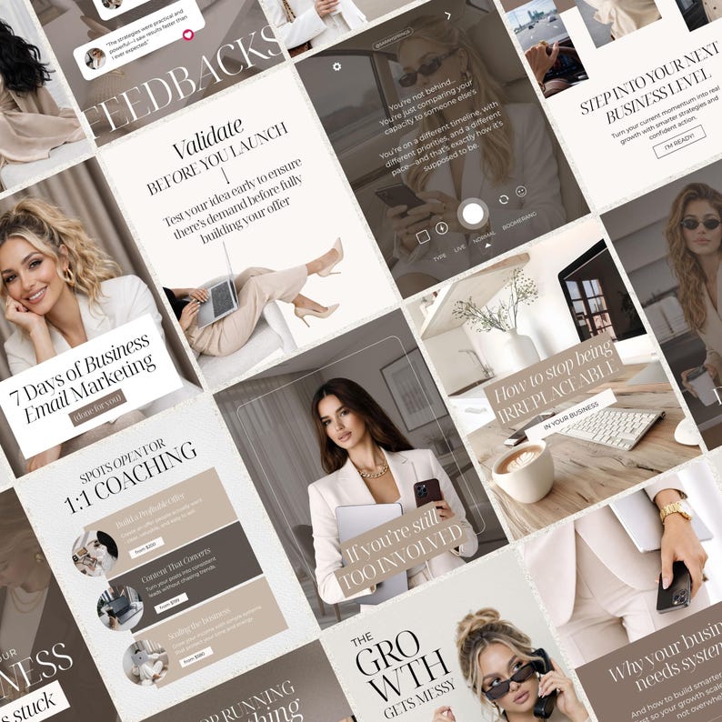 Coaching Instagram templates for Canva Digital Marketer Instagram templates Business coach Instagram coach Personal brand Entrepreneur posts