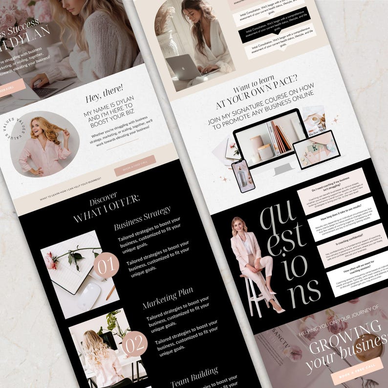 Coaching Business Template Bundle Online business All in One Bundle Wix Website Template Canva website Branding Kit Coach Marketing Template
