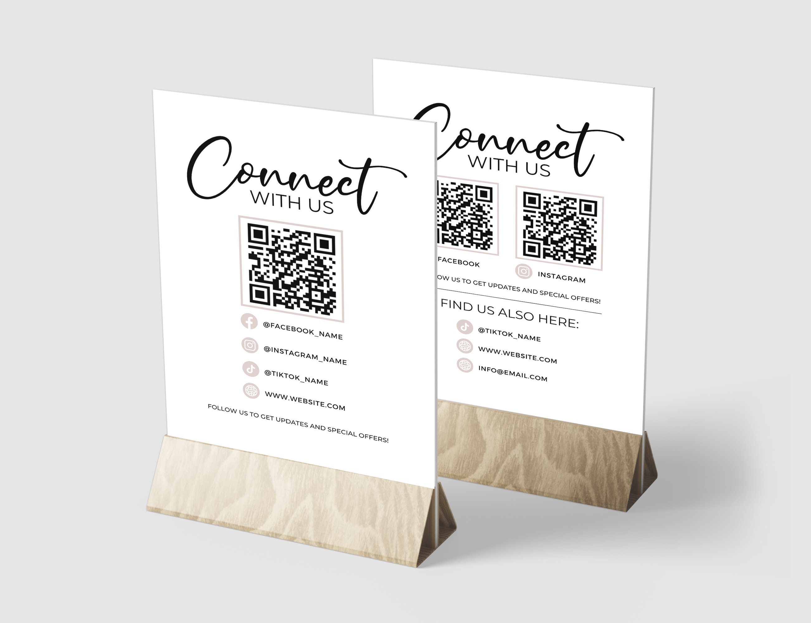 Qr Sign Posts Multi QR Code Business Instagram Facebook Social Media Sign Printable ...