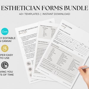Editable Esthetician Templates, Printable Skincare Consent Forms, Beauty Salon Forms, Body Contouring Form, Massage Intake Form, Spa forms