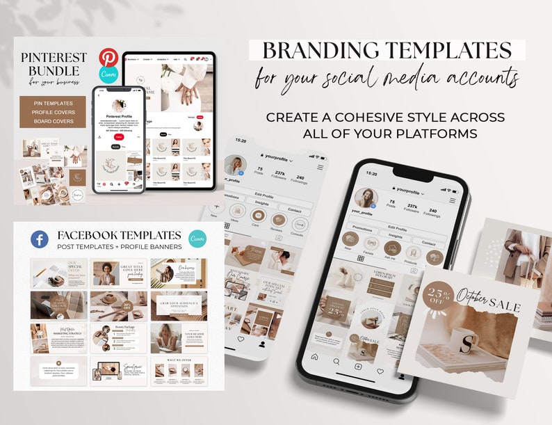 Branding Package, DIY Branding Kit, Social Media Branding Template, Marketing Bundle, Instagram Bundle, Business Brand Template Canva