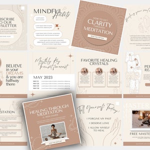 Spiritual Instagram Template, Mystical Instagram Templates, Spiritual Coach Social Media, Chakra Healing Posts, Holistic Wellness Coach Yoga