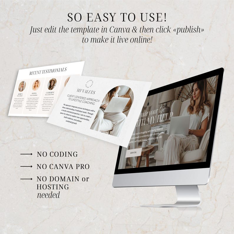 Coach website Canva Template for Coach Landing Page Website Life Coach Website Canva Sales Page Template Coaching Website Design Canva Boho