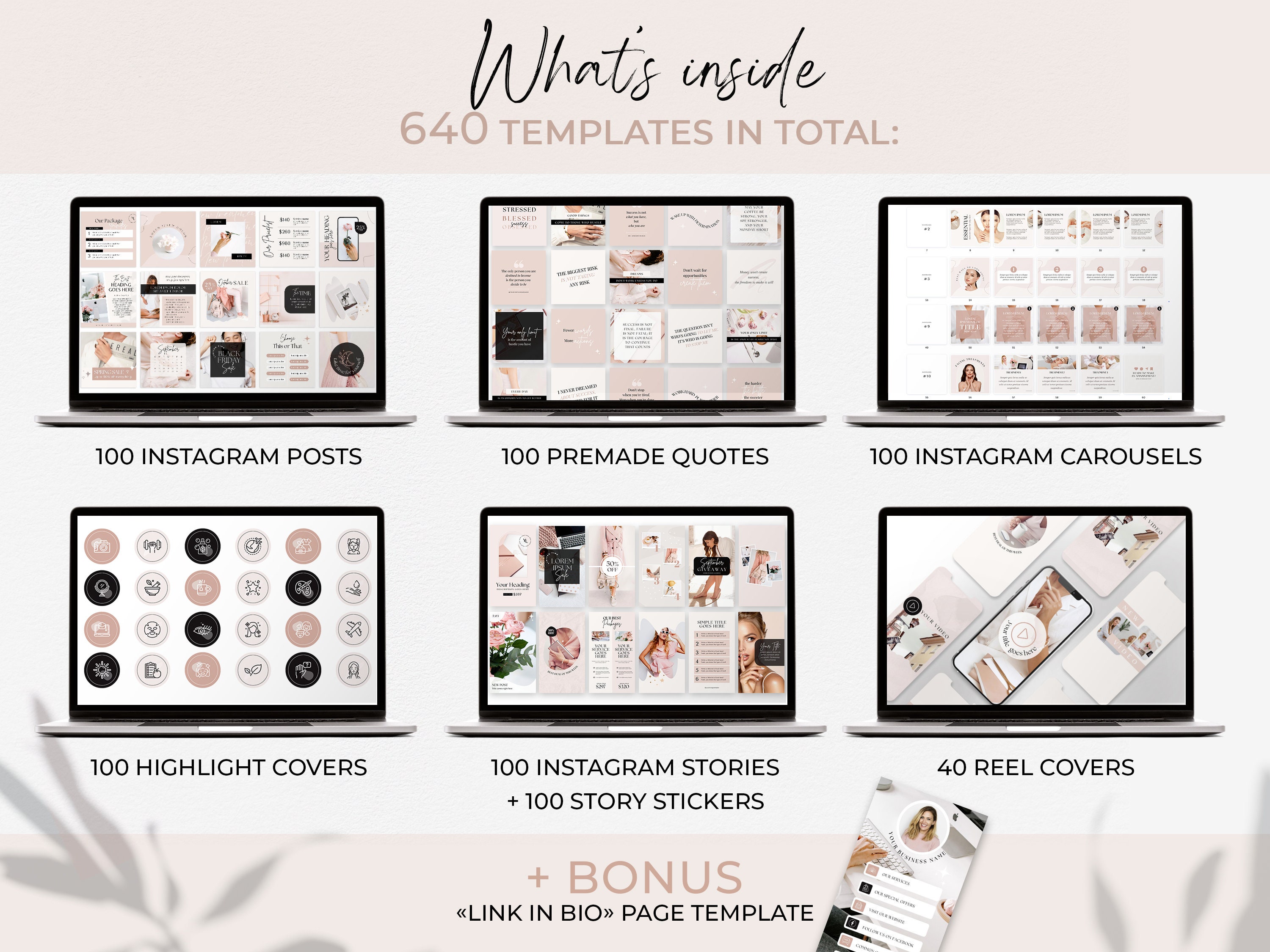 Instagram Post Template Pink Instagram Bundle Posts Stories Quotes ...
