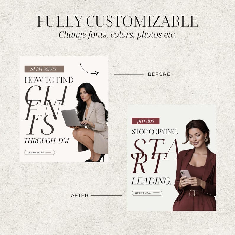 Elegant Instagram Carousel Templates Beige Neutral Aesthetic Canva Templates for Coaches Creators Personal Brands Editable Portrait IG Posts