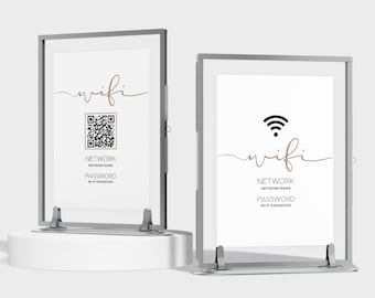 WIFI Password Sign Printable, Wifi Sign, Wifi Password Sign, internet sign, wifi poster, wifi sign qr code, Editable WiFi Sign Template