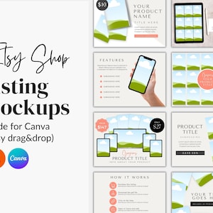 Mockup Etsy Listing Canva, Digitales Produkt Mockup, Etsy Listing Mockup Vorlagen, Canva Mockups für Printables, Drag and Drop Mockup Bundle