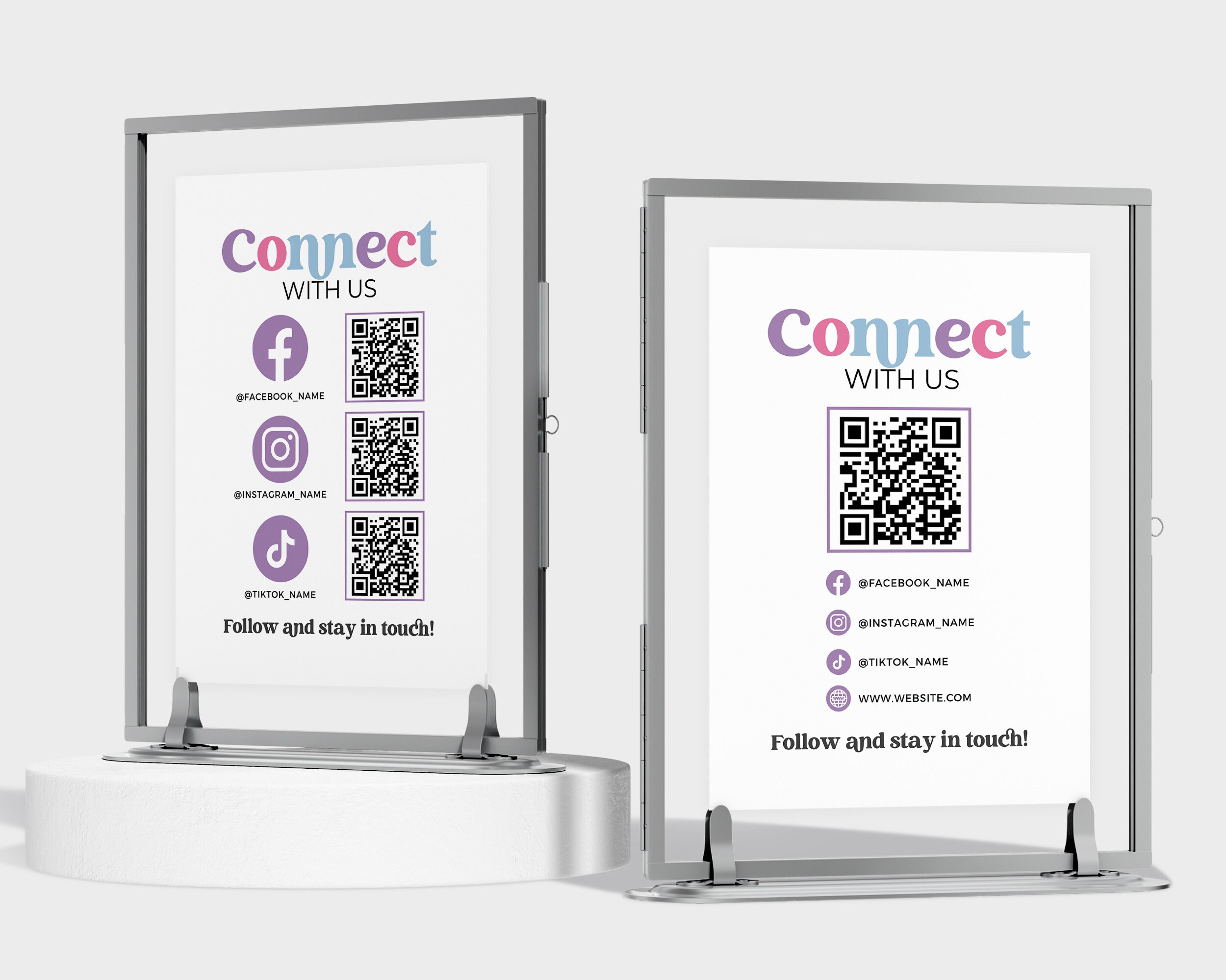 Follow Us on Social Media Sign, QR Code Social Media Sign, Social Media ...