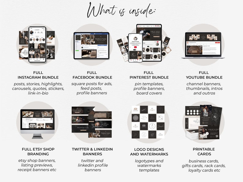 Social Media Bundle Business Marketing Template Branding Kit Social Media Post Faceless Marketing Branding Package Coach Instagram Template