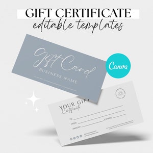 Gift card template printable, Minimal Gift Certificate Template, DIY Gift Certificate, Printable Gift Voucher, Editable Gift Card Template
