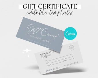 Gift card template printable, Minimal Gift Certificate Template, DIY Gift Certificate, Printable Gift Voucher, Editable Gift Card Template