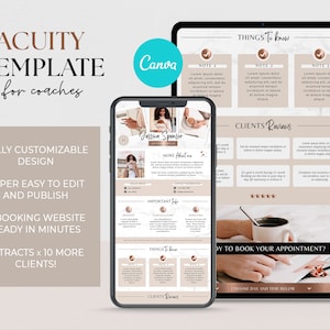 DIY Squarespace & Acuity Scheduling Site Template Brown, Editable Canva Template, Hair Stylist, Makeup, Lashes, Acuity template coaches