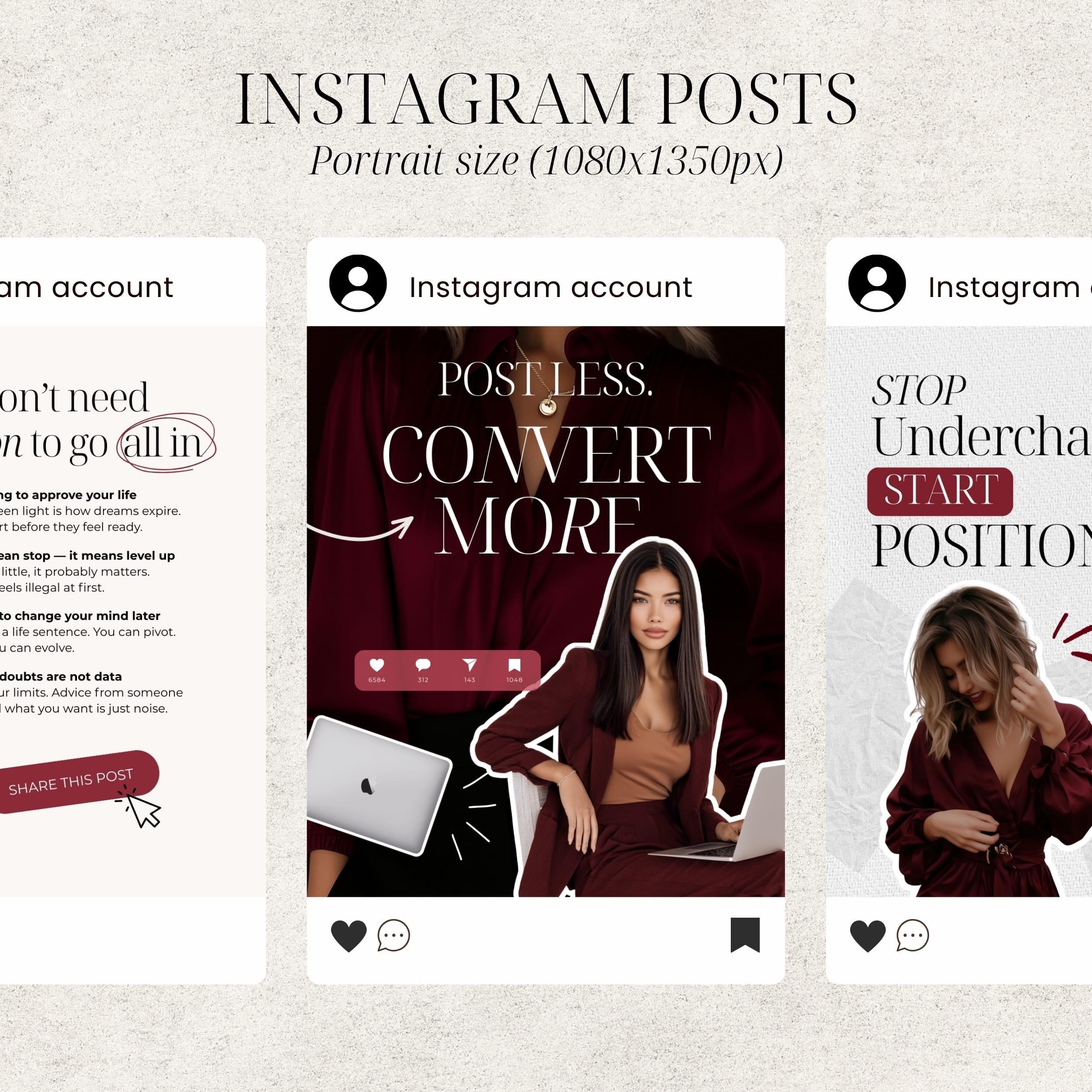 Burgundy Instagram Templates Social Media Manager Instagram Posts Canva ...