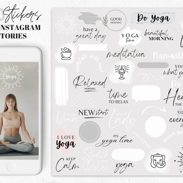 Yoga Instagram Story Stickers, meditation instagram story sticker, instagram story sticker spirituality, words, yoga instructor, canva