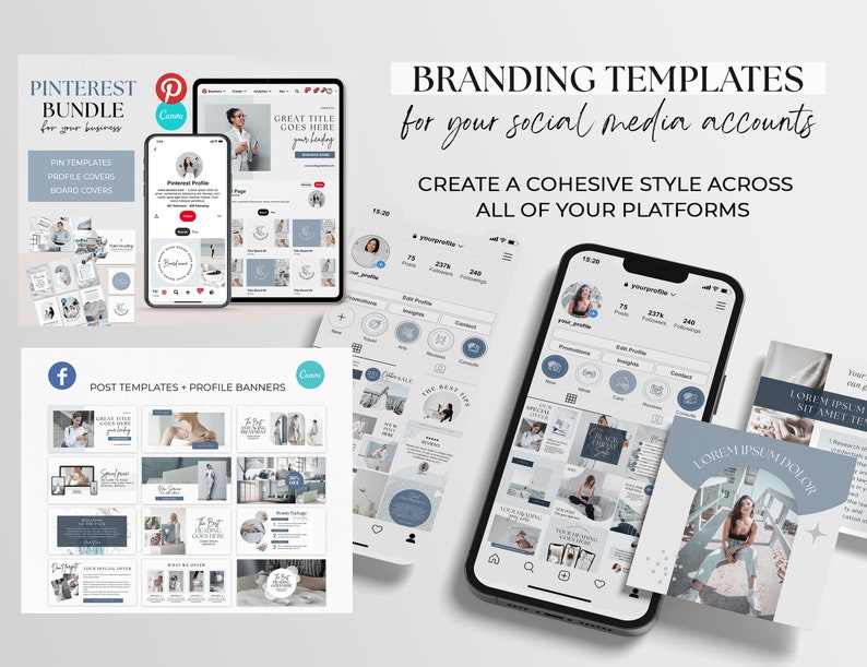 Branding Package Business Templates Canva DIY Branding Kit Instagram Bundle Branding Design Template Social media Canva Template Bundle