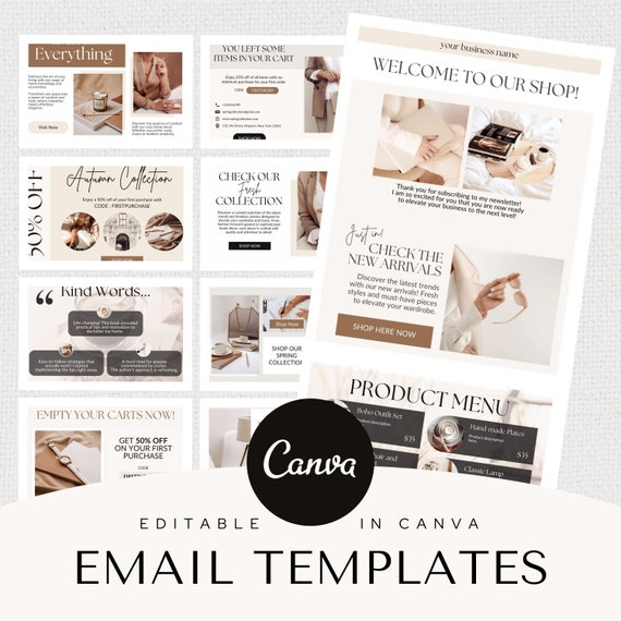 Email Template Email Newsletter template Pack Email Marketing Canva Template MailChimp FloDesk ConvertKit  Klaviyo Email design Bundle Brown