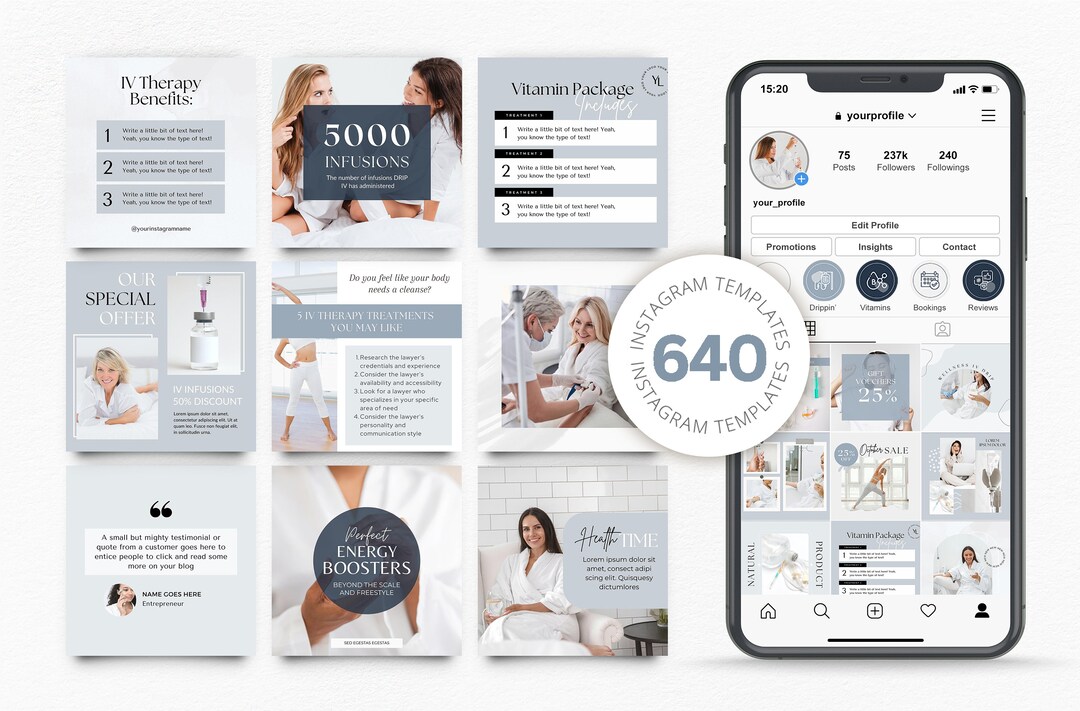 IV Therapy Instagram Templates, Iv Hydration Instagram Templates, IV ...