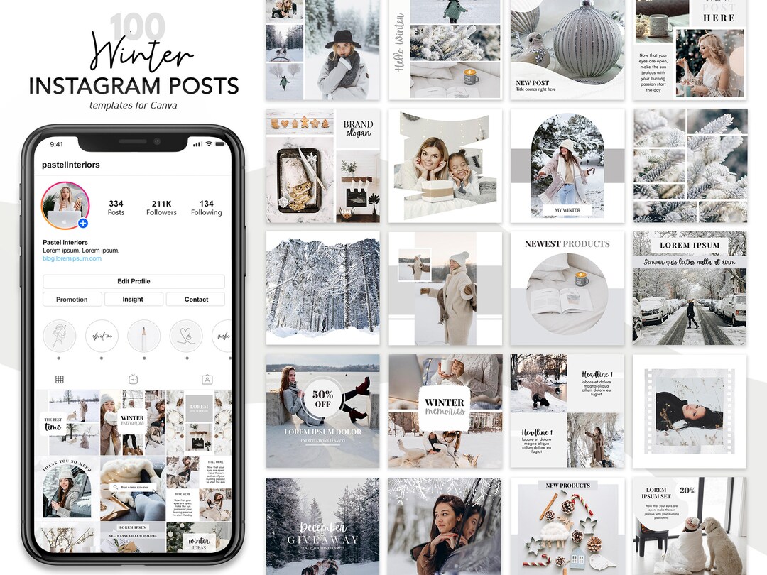 Winter Instagram Post Templates, Canva Winter Posts for Instagram ...