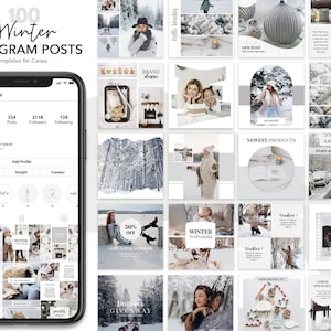 Winter Instagram Post Templates, Canva Winter Posts for Instagram ...