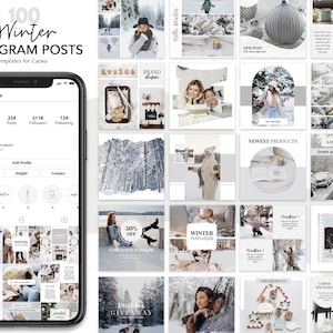 Winter Instagram Post Vorlagen, Canva Winter Posts für Instagram, Winter Urlaub Inhalte, Weihnachtsposts, Silvester, Schnee, festlich