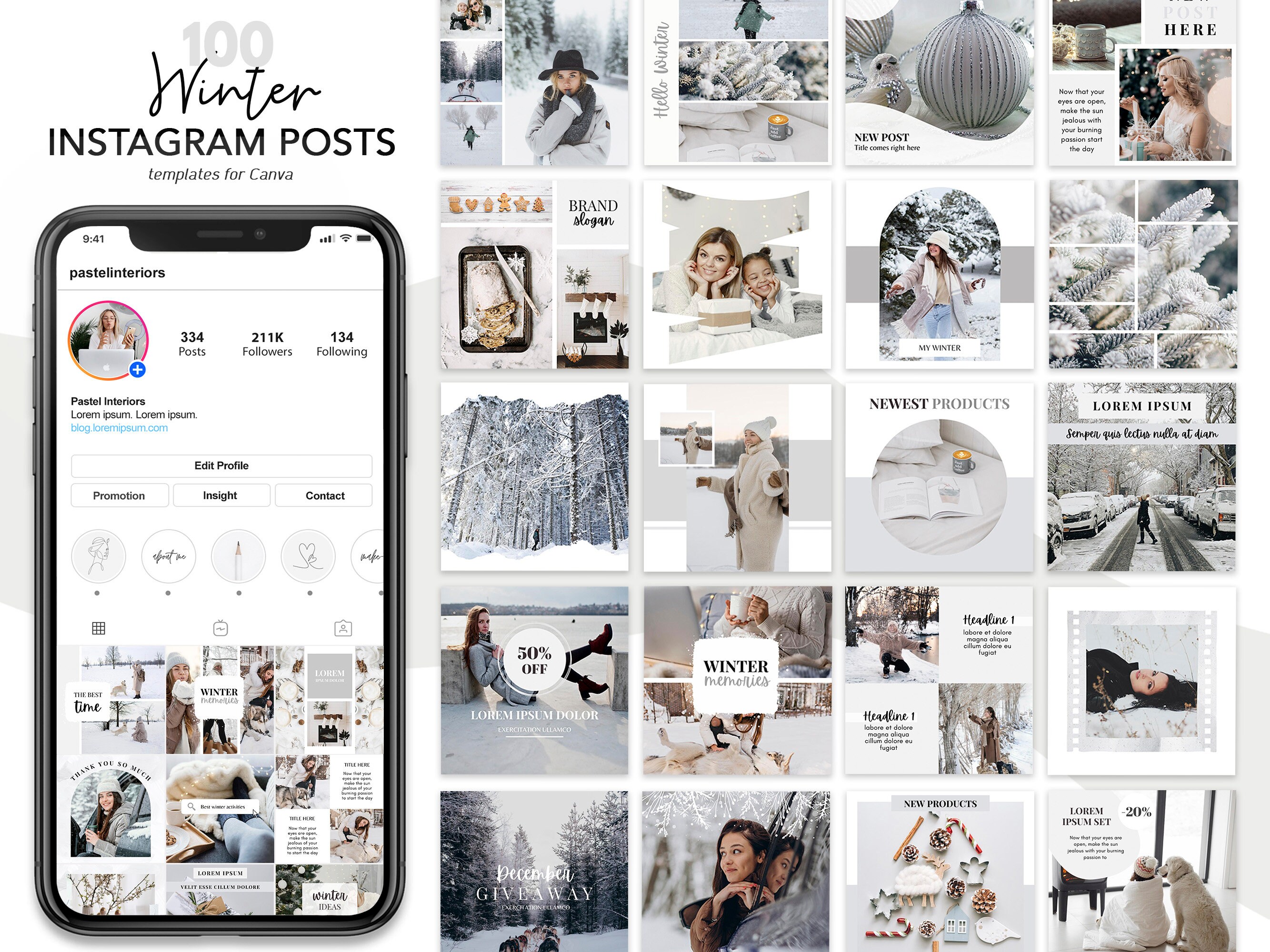 Winter Instagram Post Templates, Canva Winter Posts for Instagram ...