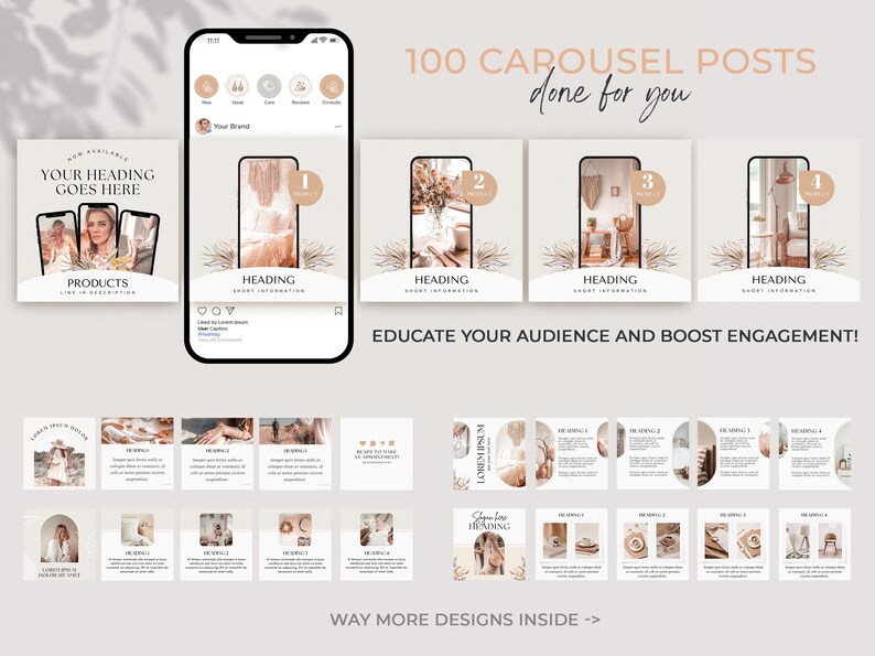 Instagram Template Boho Instagram Post Templates Canva Business Instagram Templates Coach Instagram Bundle Story Template Highlight Covers