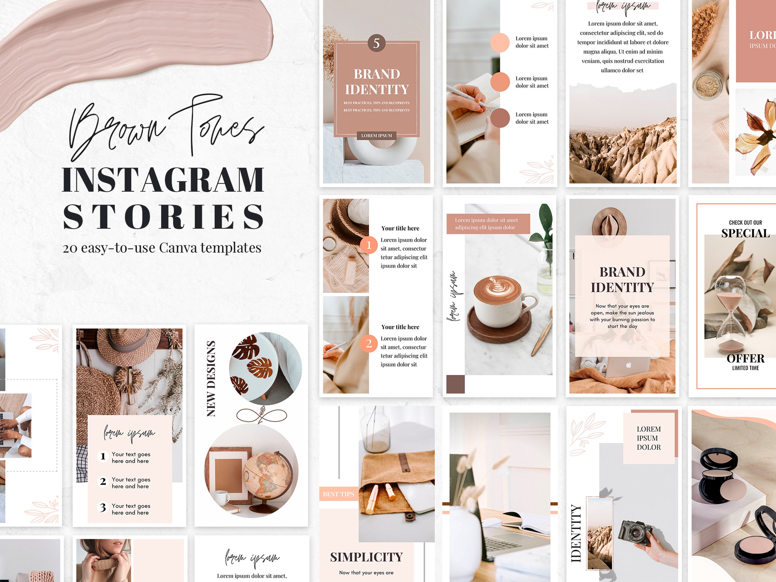 Ig story templates for Canva Brown Instagram Story Templates | Etsy