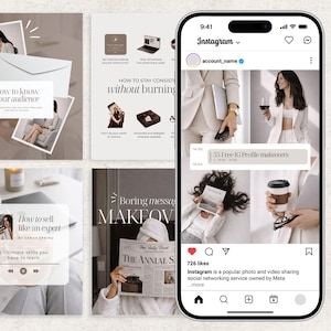Elegant Instagram Carousel Templates Beige Neutral Aesthetic Canva Templates for Coaches Creators Personal Brands Editable Portrait IG Posts