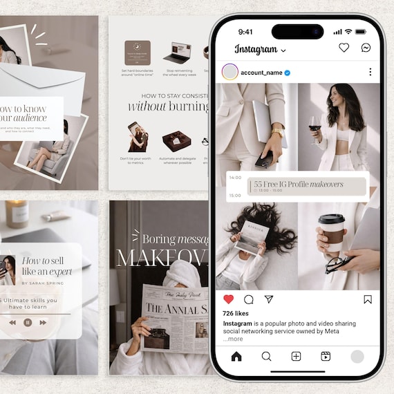 Elegant Instagram Carousel Templates Beige Neutral Aesthetic Canva Templates for Coaches Creators Personal Brands Editable Portrait IG Posts