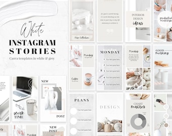 Instagram Story Vorlagen Canva | White Canva Templates Instagram Stories | Weiße Instagram Story Vorlagen für Canva | Weißes Instagram