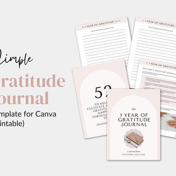 Gratitude Journal Printable Bundle Mindfulness Log Gratitude Template Self Care Planner Daily Journal for Women Gratitude Template Canva