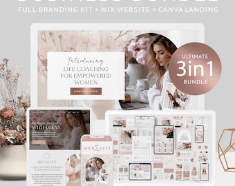 Coaching Business Template Bundle Online business All in One Bundle Wix Website Template Canva website Branding Kit Coach Marketing Template
