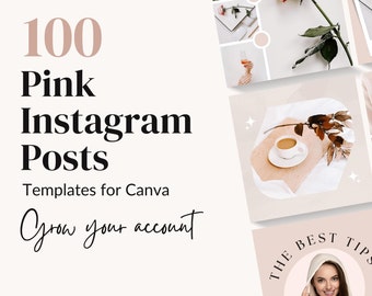 Pink Instagram Post Templates Canva, Pink White Canva Template, Instagram Feed Engagement, Instagram Templates for Business, Pink Posts