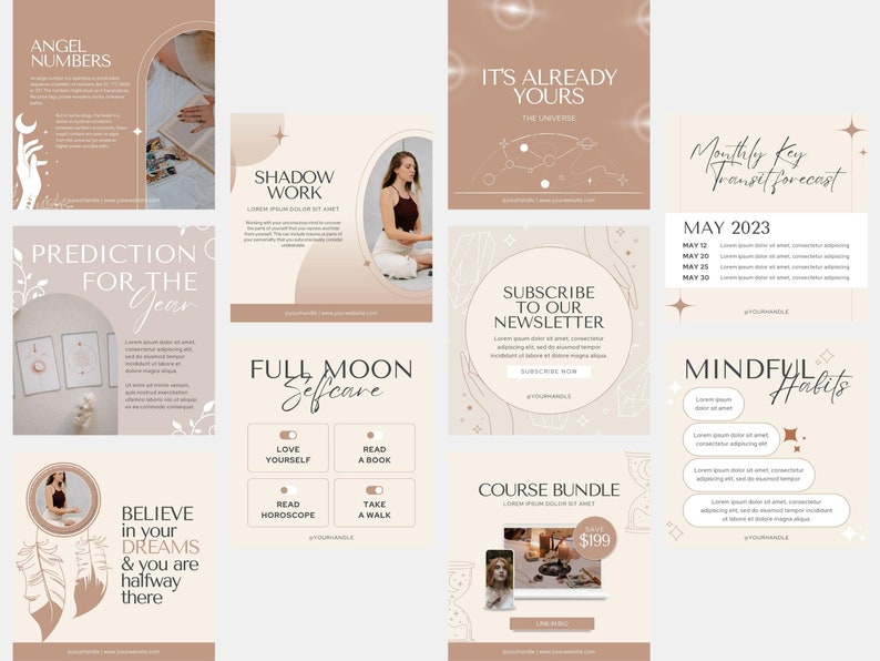 Spiritual Instagram Template, Mystical Instagram Templates, Spiritual Coach Social Media, Chakra Healing Posts, Holistic Wellness Coach Yoga