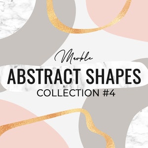 Abstract shapes and elements. Textured abstract elements and shapes in marble, gold and rose gold. Modern art. Canva abstract elements