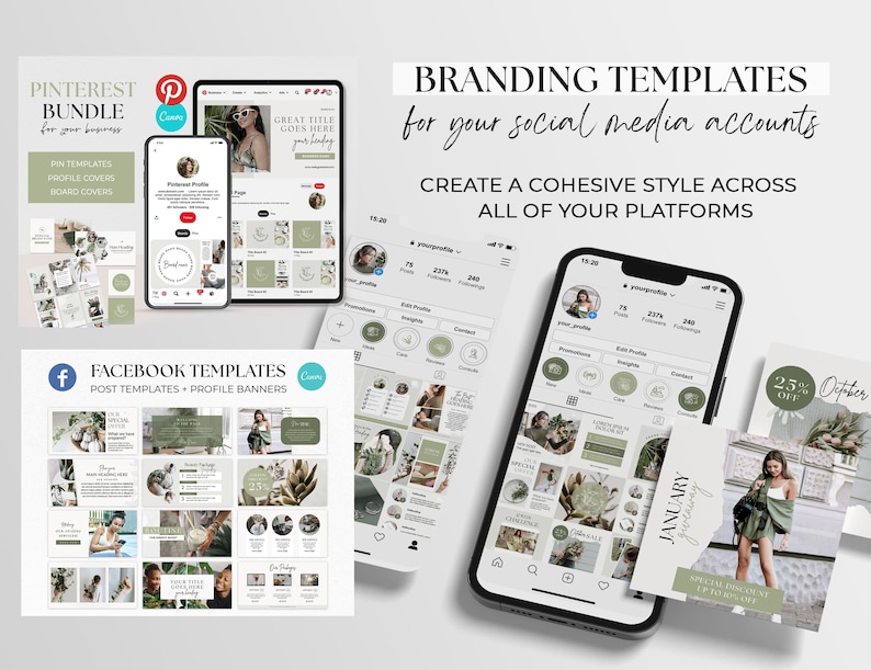 Green Health Coach Template Wellness Coach Holistic Health Content Creator Social Media Template Branding Kit Instagram Bundle Canva image 7
