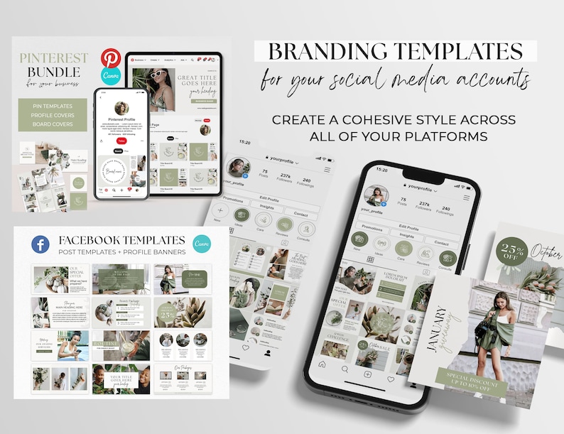 1000 Branding Kit Templates Branding Package Templates Social Media Bundle Brand Kit Instagram Bundle Business Marketing Templates Bundle image 7