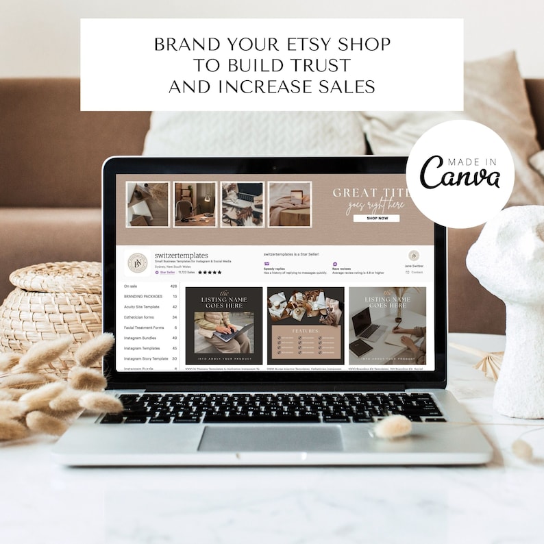 Etsy Store Template Etsy Shop Kit Etsy Shop Banner Etsy Shop Branding Kit Etsy Shop Bundle Etsy Canva Templates Etsy branding dark aesthetic
