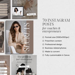 Coaching Instagram templates for Canva Digital Marketer Instagram templates Business coach Instagram coach Personal brand Entrepreneur posts