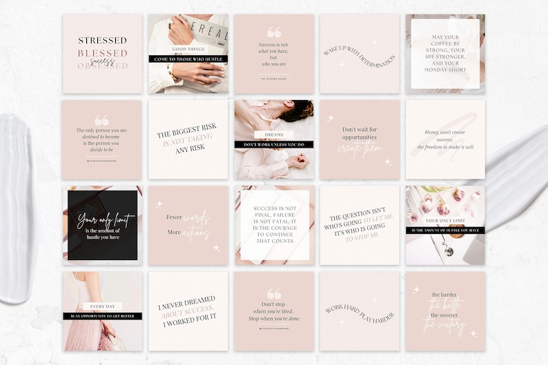 Instagram Bundle Pink Instagram Post Templates Minimal Boho Instagram Instagram Templates Kit Beauty Social Media Template Canva Blogger