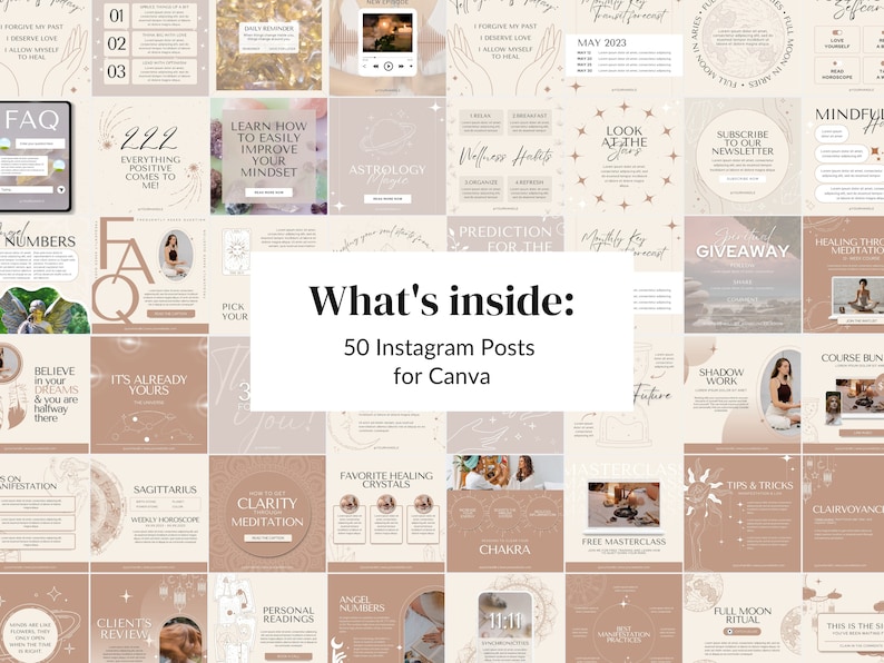 Spiritual Instagram Template, Mystical Instagram Templates, Spiritual Coach Social Media, Chakra Healing Posts, Holistic Wellness Coach Yoga