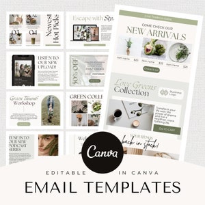 Email Marketing Template Canva Newsletter Template Kit Email Newsletter Canva Template for Blogger Coach Business Sales Email Design Green