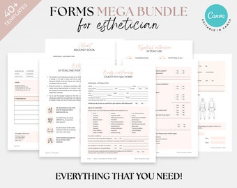 Esthetician Business Consent Forms, Esthetician Intake Forms, Esthetician Consultation Forms, Esthetician Client Forms, Lash Extension Forms