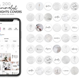 200 Minimalist instagram highlight covers, highlights covers instagram stories, grey instagram highlights, canva instagram highlights, white