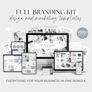 Brand kit Canva Branding Package Business template Bundle Branding Kit Social media Template Small business template Canva Branding Kit Blue