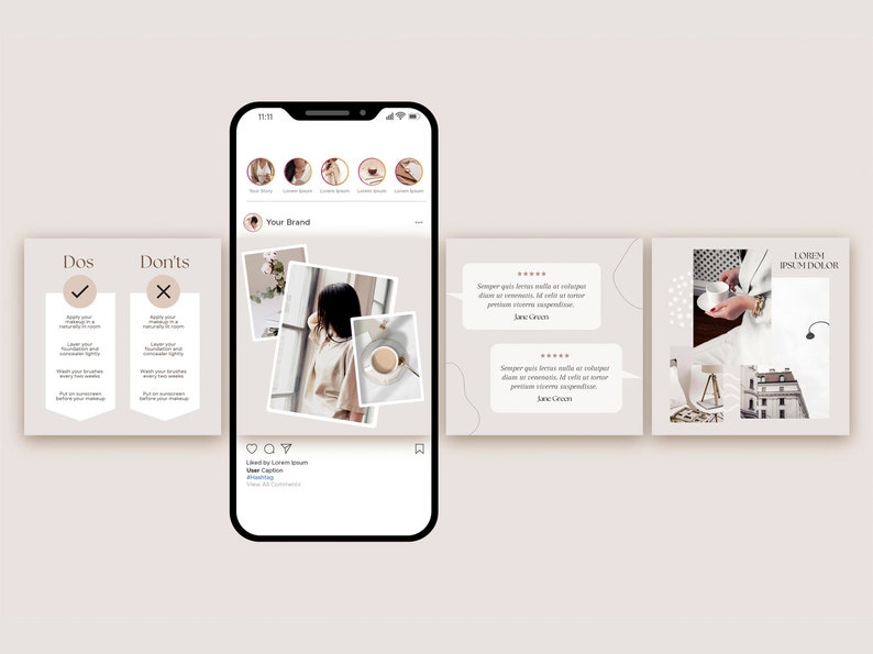 Instagram Post Template Coach Beige Canva Templates IG - Etsy