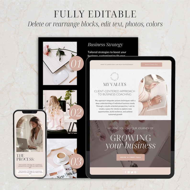 Coach website Canva Template Coach Landing Page Website Life Coach Website Canva Sales Page Template Coaching Website Design Canva Pink