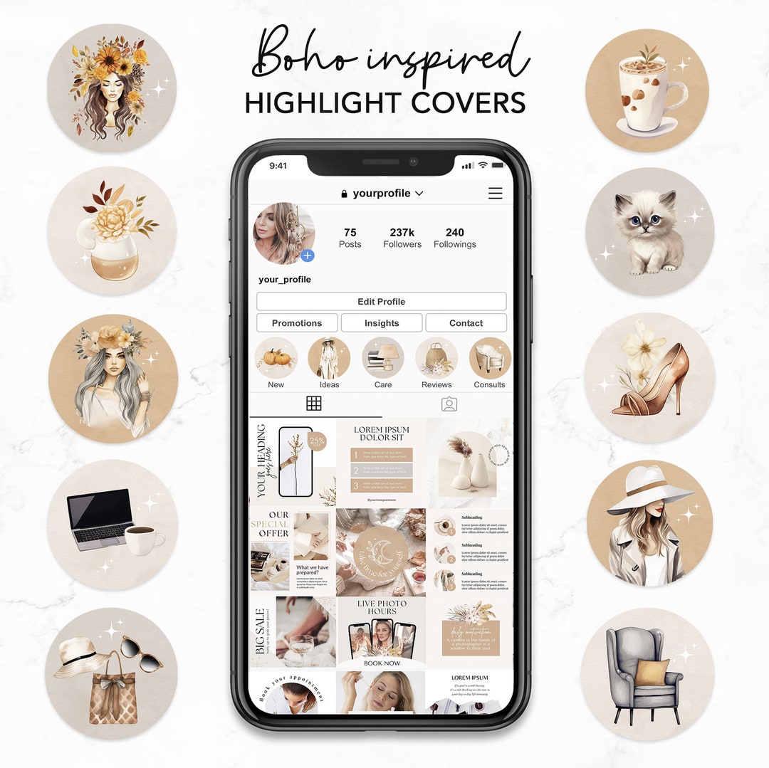 Boho Instagram Highlight Covers Boho Cute IG Story Icons Earthy ...