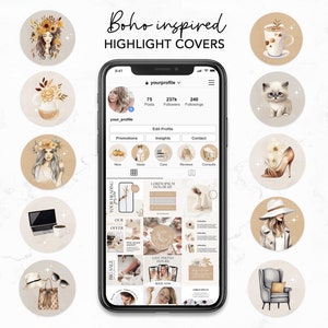 Boho Instagram Highlight Covers Boho Cute IG Story Icons Earthy Highlight Covers Instagram Aesthetic IG Story Highlights Neutral Instagram
